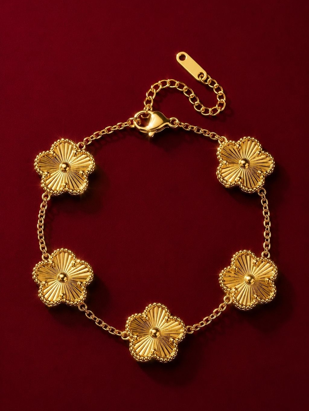 Luxury Gold Floral Link Bracelet - Picture 4 of 5